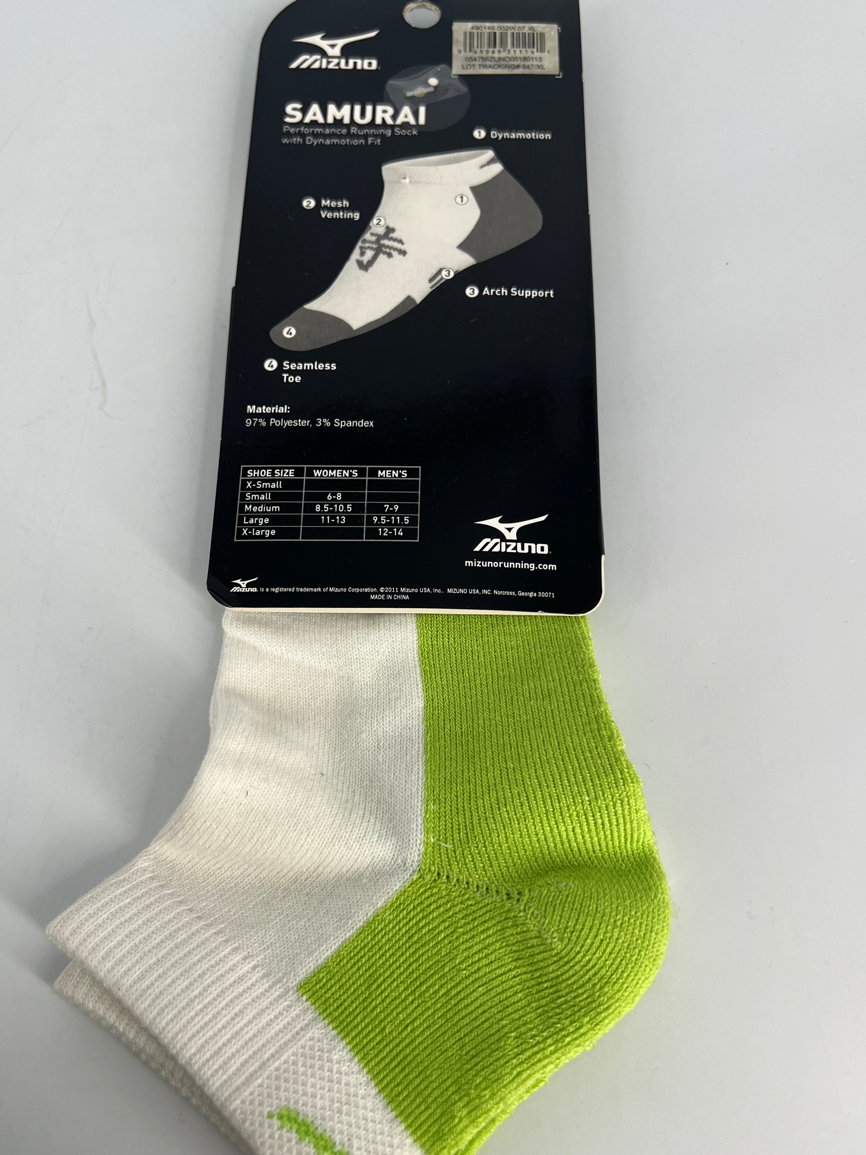MIZUNO RUNNING GREEN /WH  SOCKS