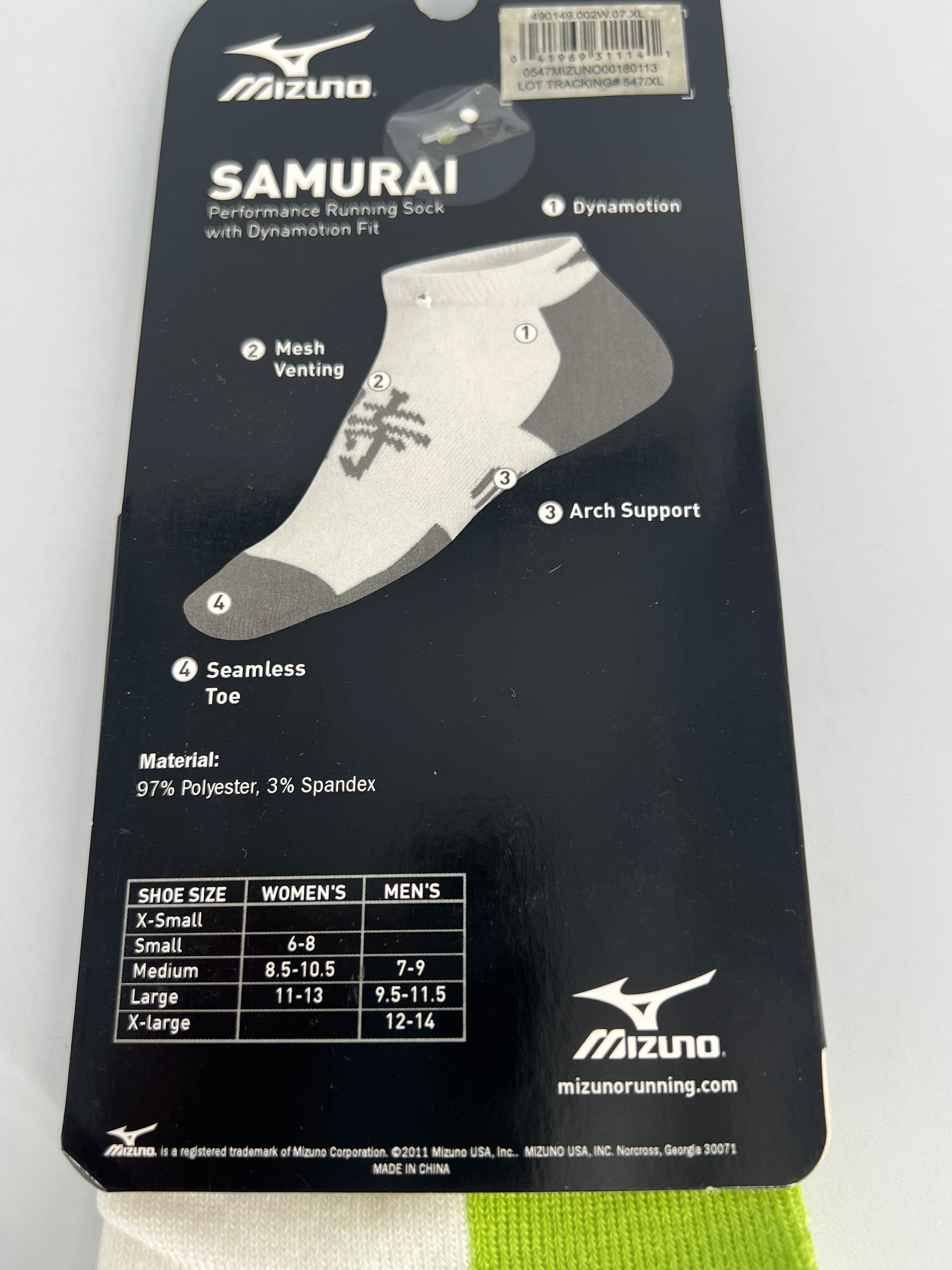 MIZUNO RUNNING GREEN /WH  SOCKS
